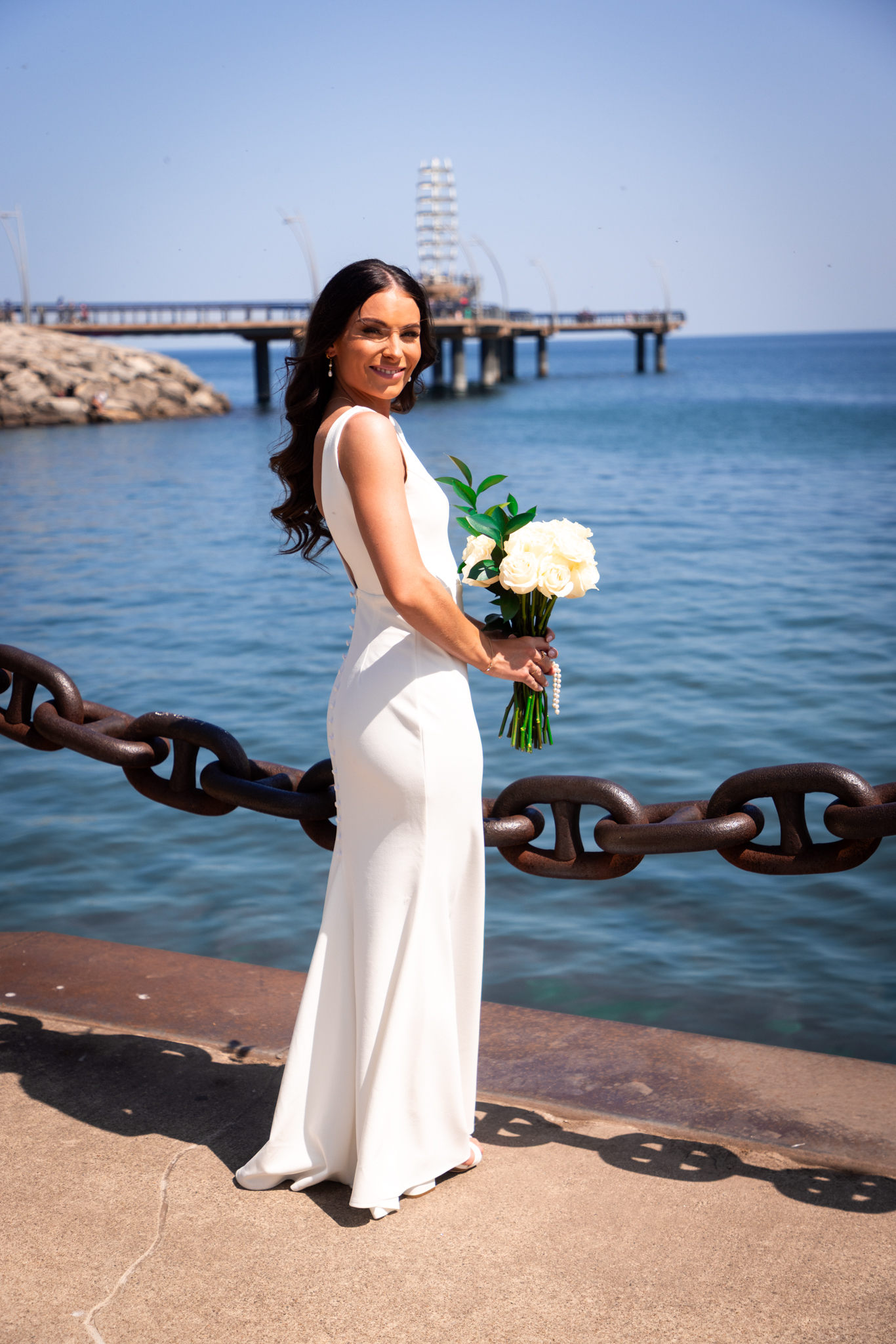 Bridal party walking shot